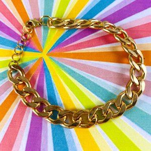 Chunky Gold-Tone curb link unisex Bracelet 8" and adjustable hip hop